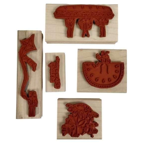 Stampin up Ladybug Picnic 5 Piece Mounted Rubber Stamp Set 2004 Summer - Picture 3 of 13